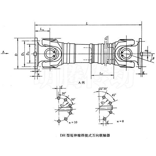 十字軸式萬向聯軸器標準型號